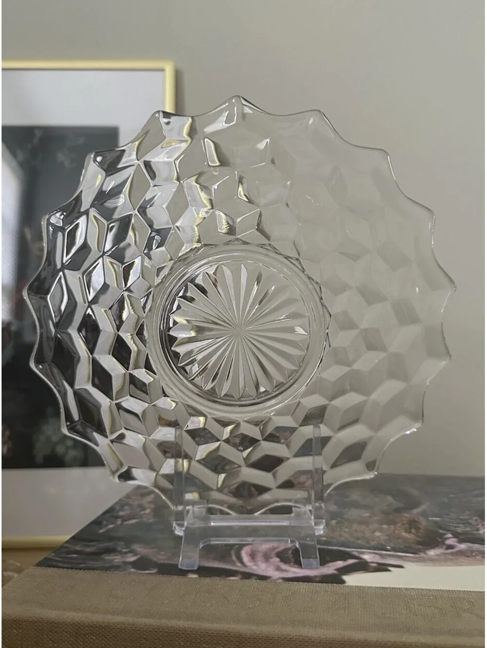 Vintage Fostoria American Clear Salad Plate Block Cube Pattern 7